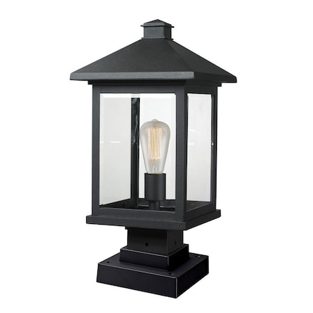 Z-Lite Portland 1 Light Outdoor Pier Mount Light, Black & Clear Beveled 531PHBS-SQPM-BK